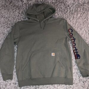 Carhartt Men's Olive Hoodie with Logo Sleeve
